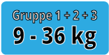 Kindersitze der Gruppe 1 + 2 + 3 sind geeignet für Kinder von 9 - 36 Kg Kindersitz geeignet für Kinder von 9 - 36 Kg