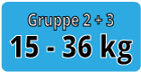 Kindersitze der Gruppe 2 + 3 sind geeignet für Kinder von 15 - 36 Kg Kindersitz geeignet für Kinder von 15 - 36 Kg
